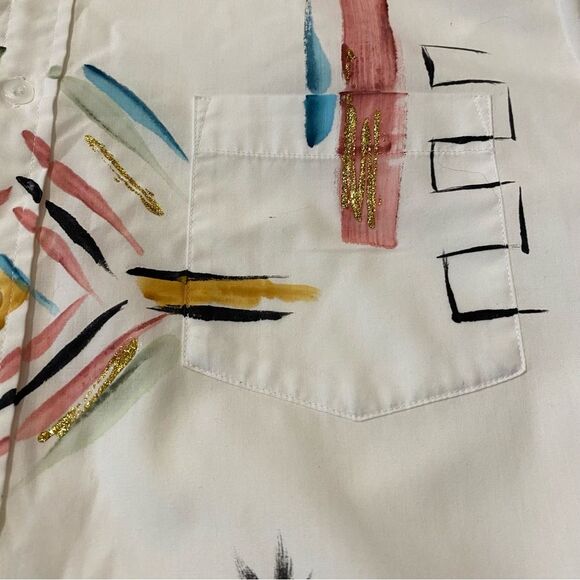 Creative Artwear Hand Painted Button Down Shirt Signed By Artist Women's M - Picture 10 of 16